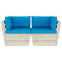 Voir la diapositive 3 : VIDAXL Canape palette a 2 places de jardin avec coussins Bois d'epicea