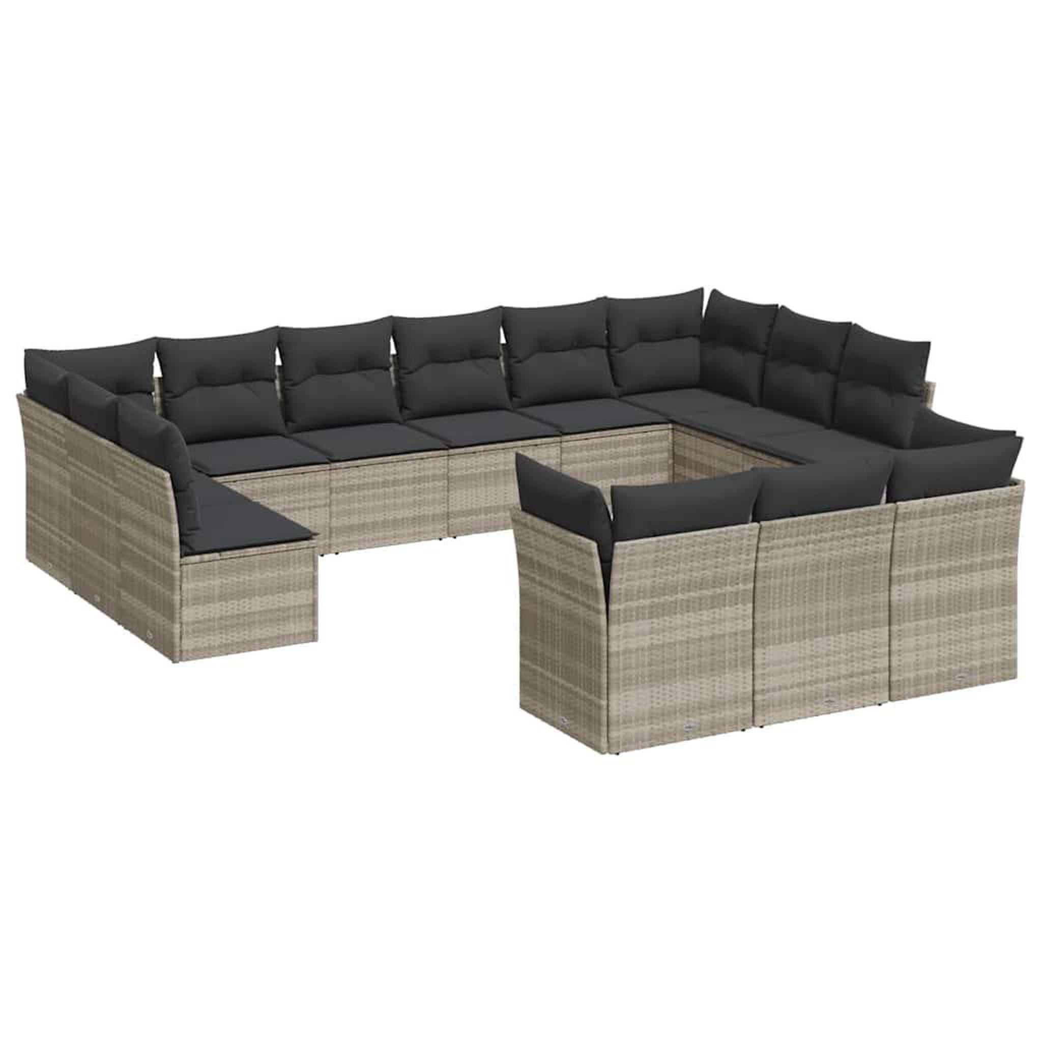 Voir la diapositive 2 : VIDAXL Salon de jardin avec coussins 13 pcs gris clair resine tressee
