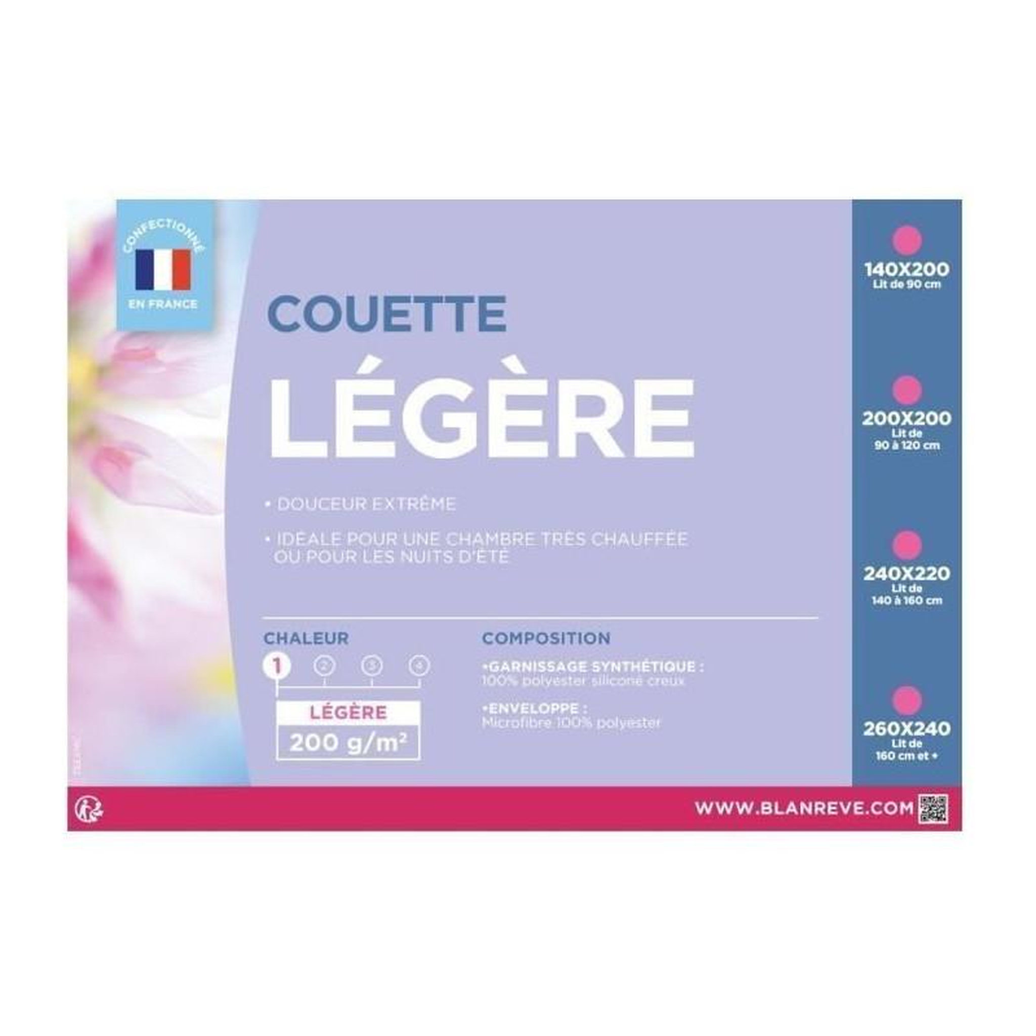 Voir la diapositive 4 : BLANREVE BLANREVE Couette legere en microfibre - 200 x 200 cm - Blanc