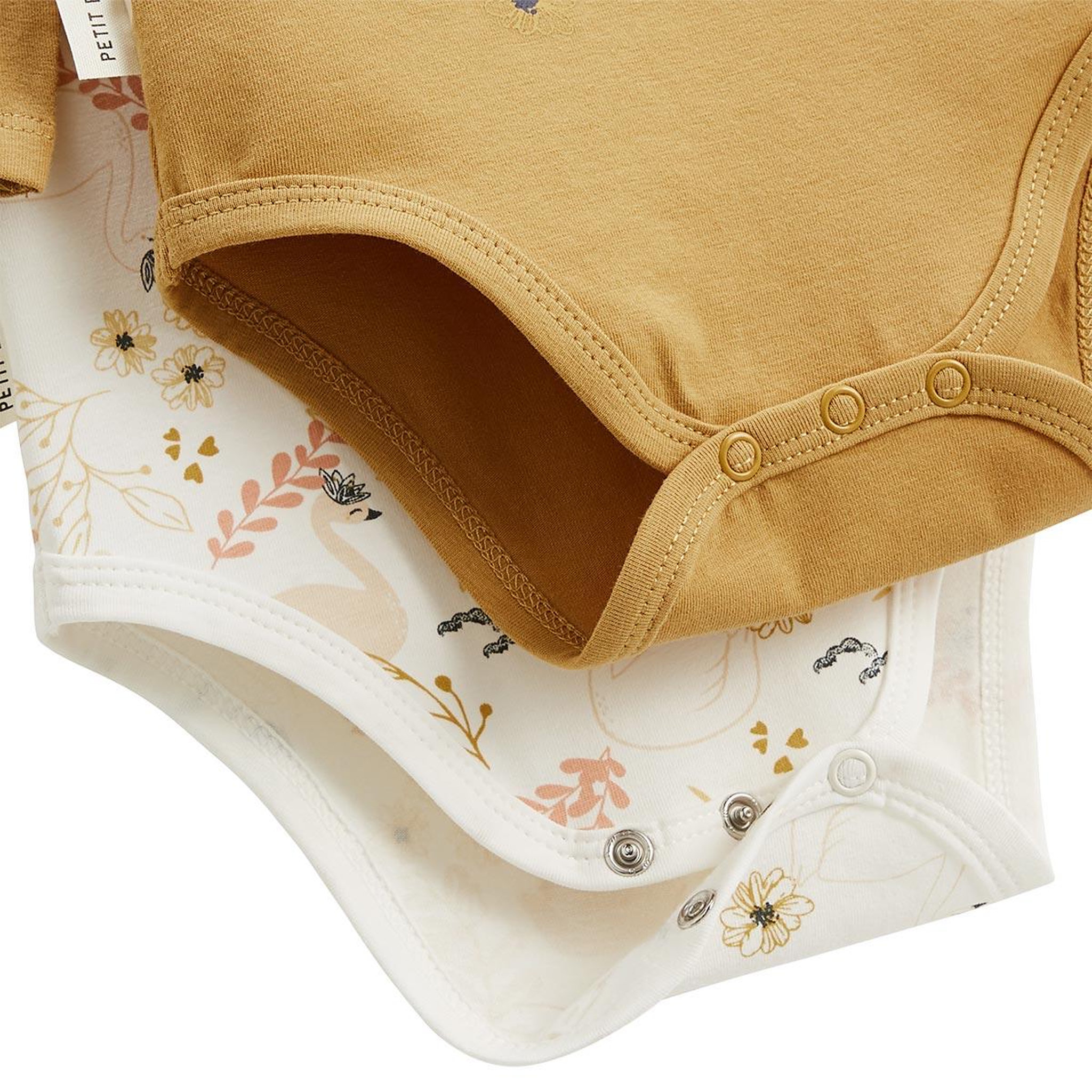Voir la diapositive 2 : PETIT BEGUIN Lot de 2 bodies bébé manches longues swan