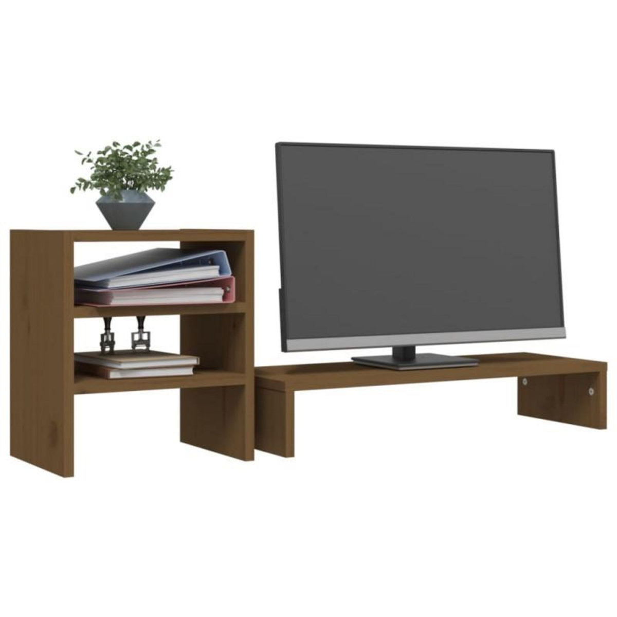 VIDAXL Support de moniteur Marron miel 81x20x30 cm Bois de pin solide