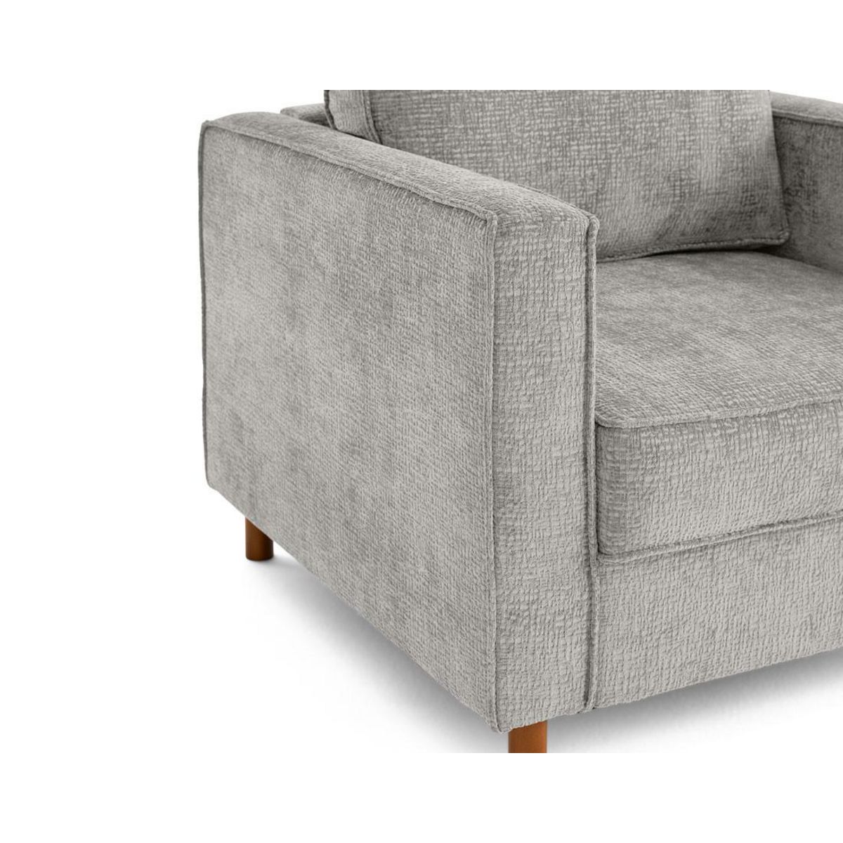LISA DESIGN Jake - fauteuil en tissu velours relief - pieds en bois foncé