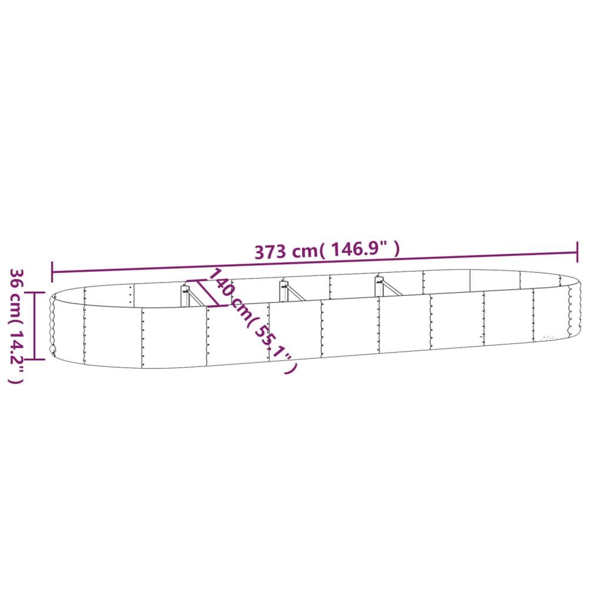 Voir la diapositive 6 : VIDAXL Lit sureleve de jardin Acier enduit de poudre 373x140x36cm gris