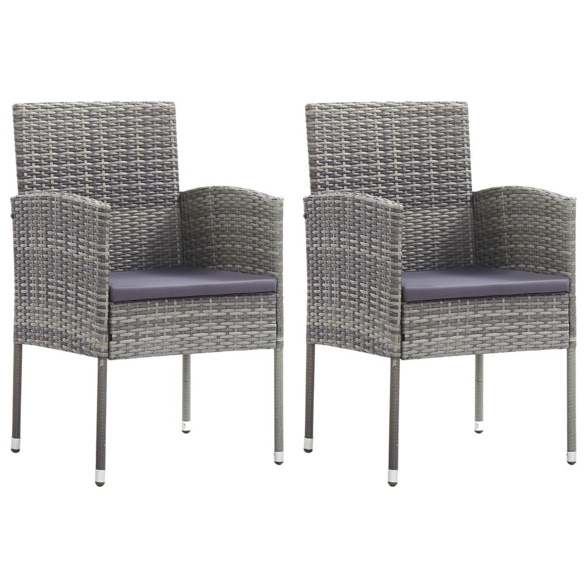 VIDAXL Chaises de jardin coussins gris fonce 2 pcs resine tressee