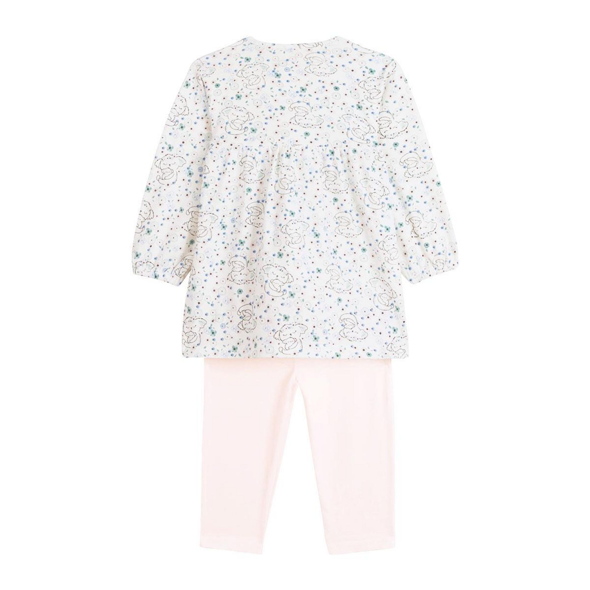 Petit Béguin Collection Ensemble Bébé Sweat Et Legging Petit Béguin - Molleton Louisa - Écru Et Rose - Taille Élastiquée Tenue Confort Bébé