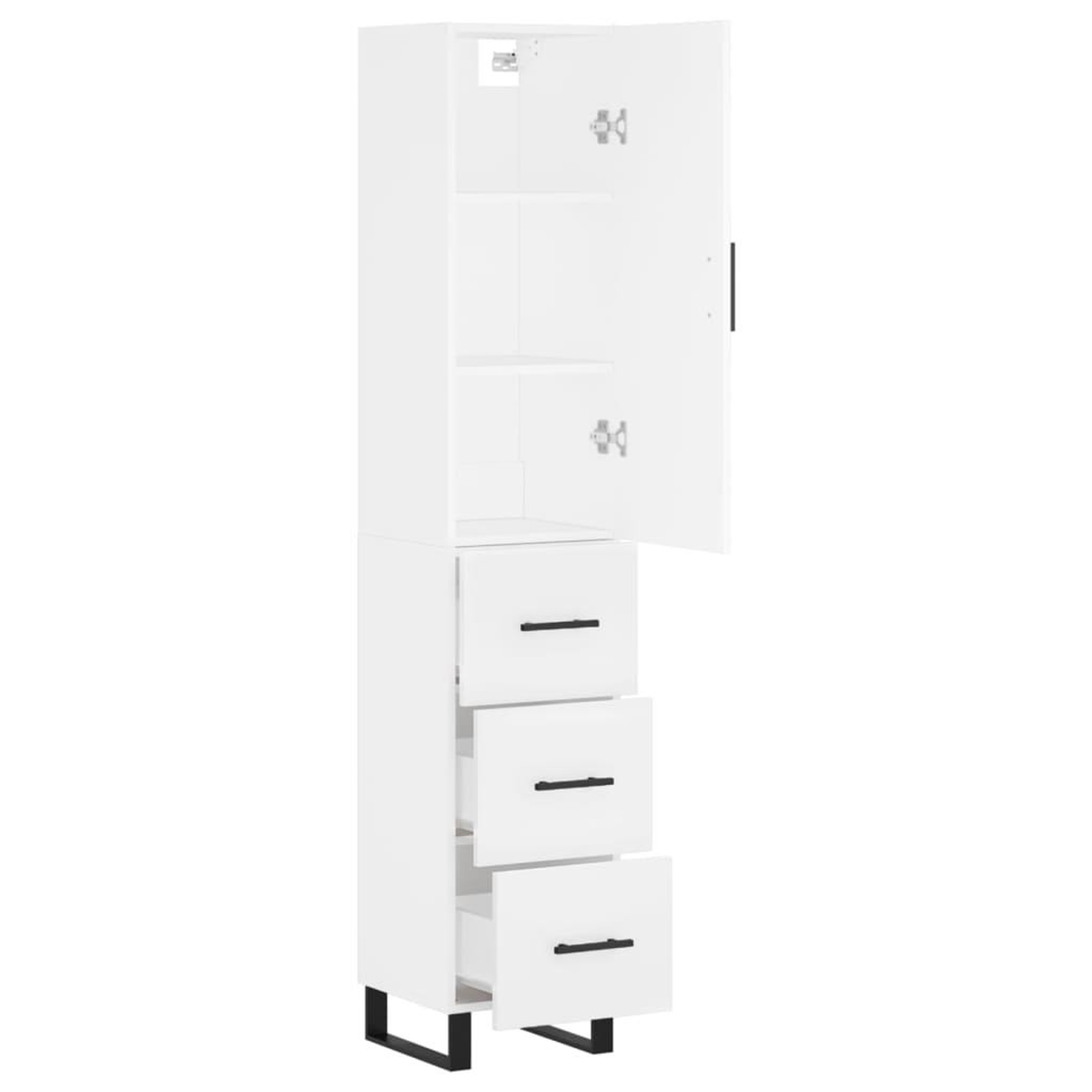 Voir la diapositive 4 : VIDAXL Buffet haut Blanc 34,5x34x180 cm Bois d'ingenierie