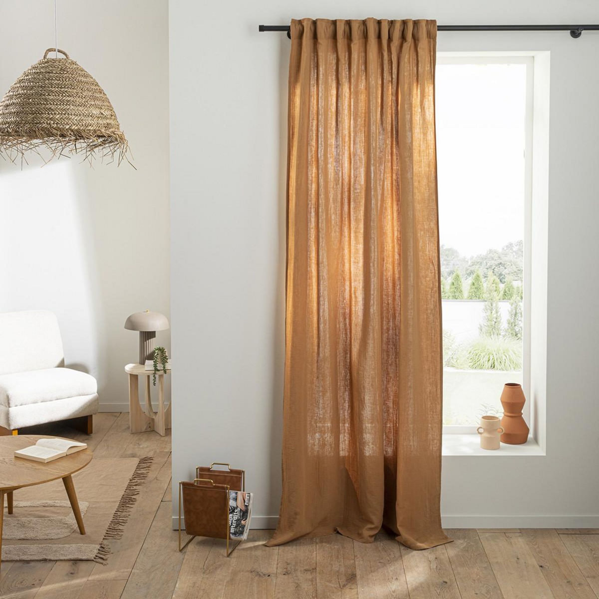 FUTURE HOME Rideau uni en gaze de coton pattes cachées à l'unité 140x260cm