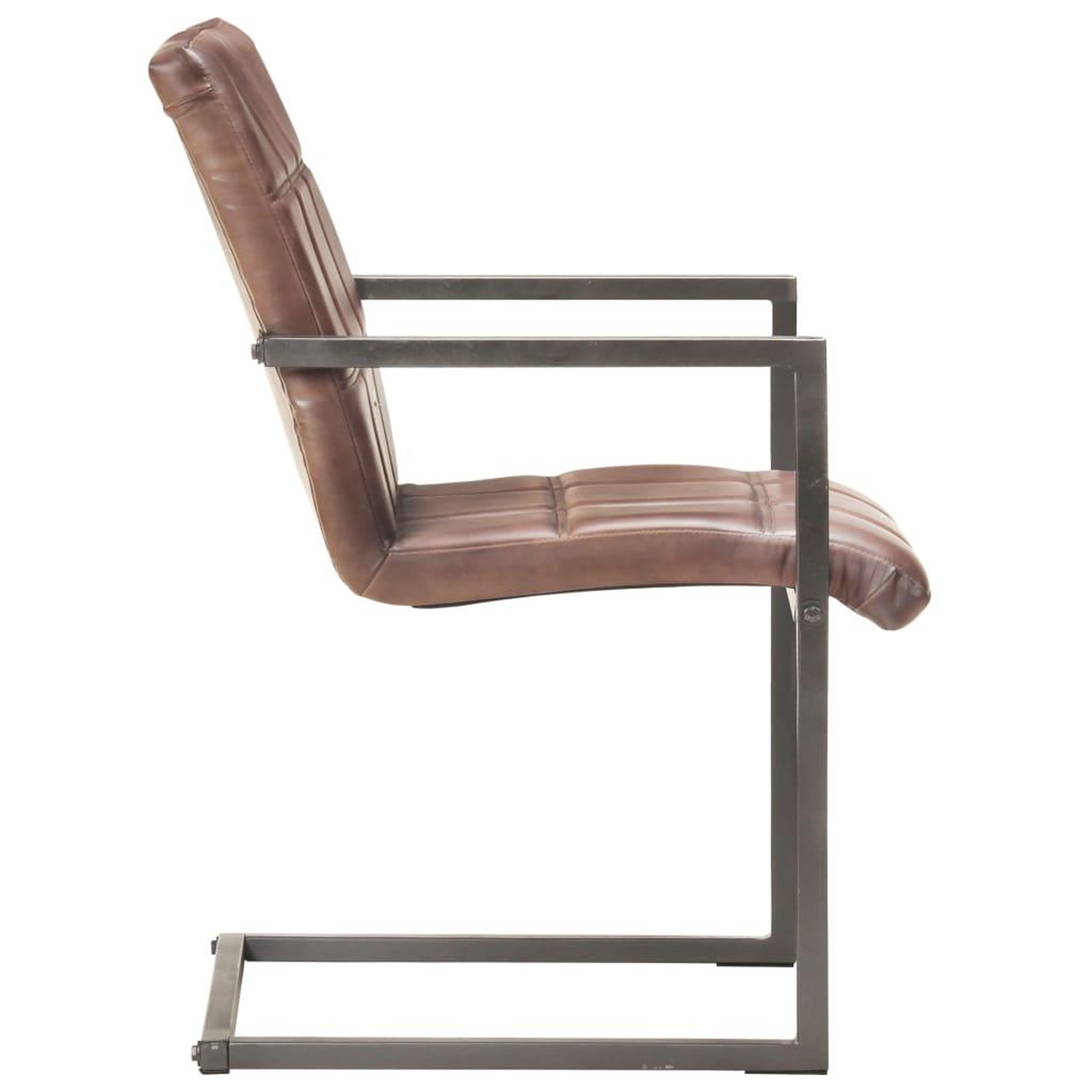 Voir la diapositive 4 : VIDAXL Chaises a manger cantilever lot de 2 marron cuir veritable