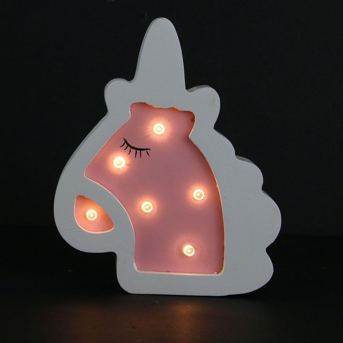 Hello Kids Lampe en bois enfant Licorne - H. 13 cm