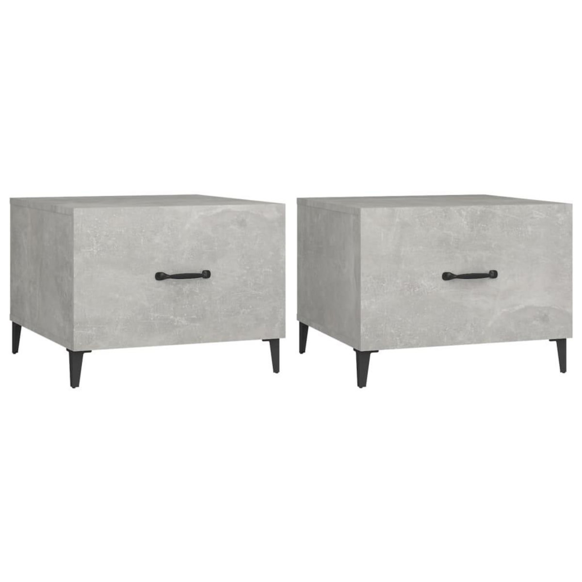 VIDAXL Tables basses avec pieds en metal 2 pcs Gris beton 50x50x40 cm