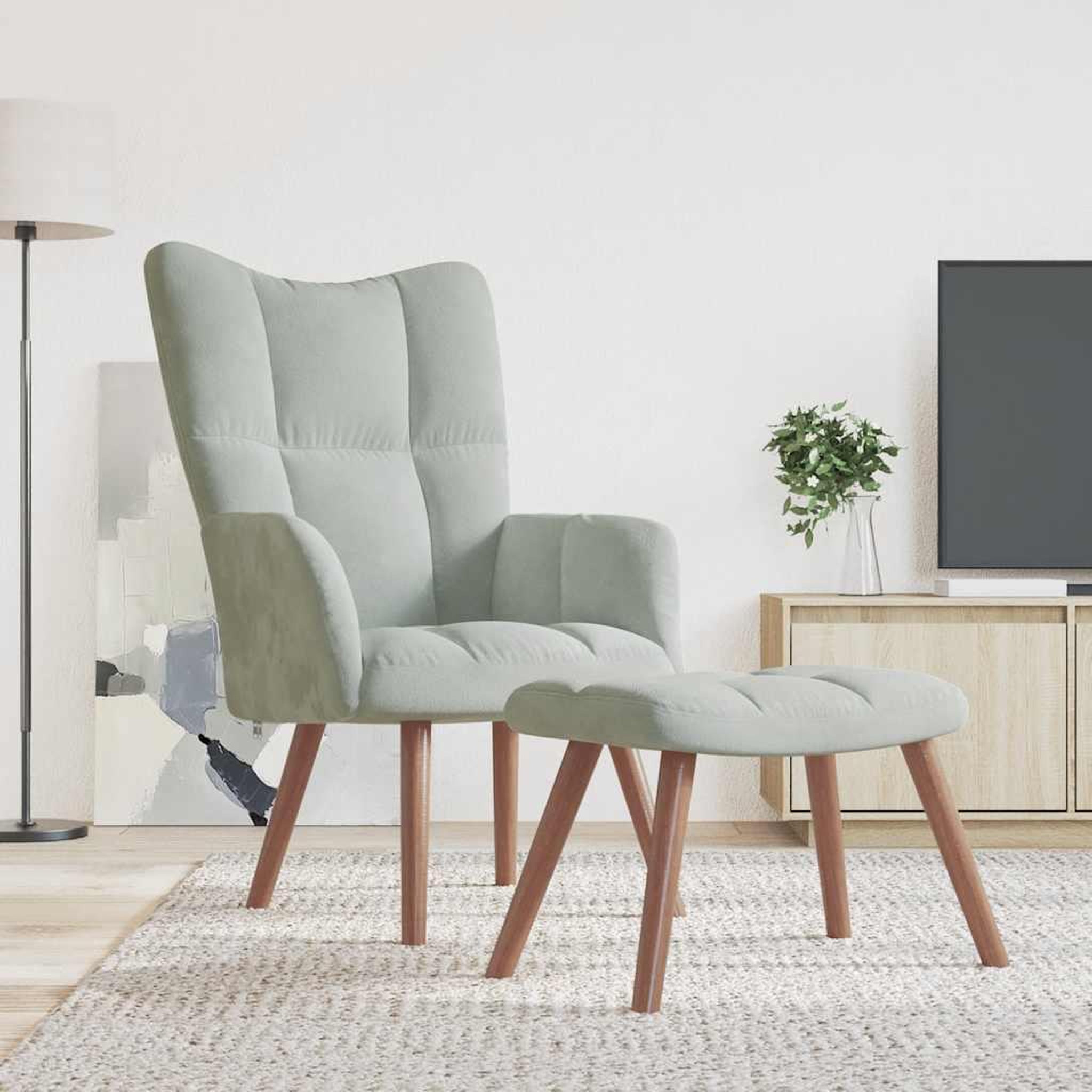 VIDAXL Chaise de relaxation avec repose-pied Gris clair Velours