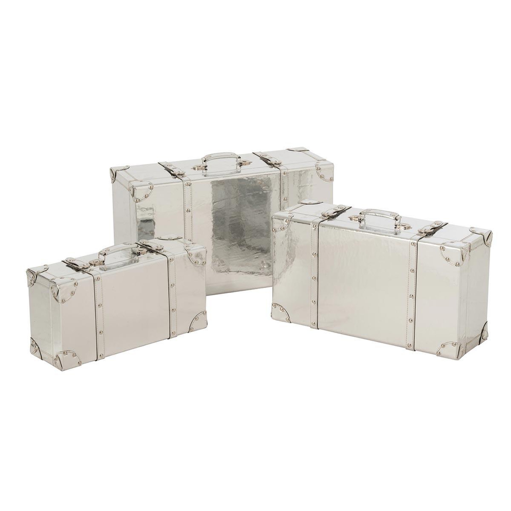 J-LINE Lot de 3 valises déco  björn  60cm argent