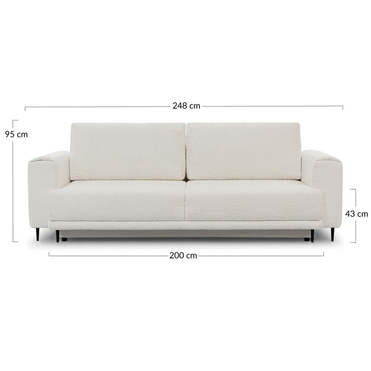 BEST MOBILIER Maddie - canapé droit 3 places convertible avec coffre en tissu bouclette