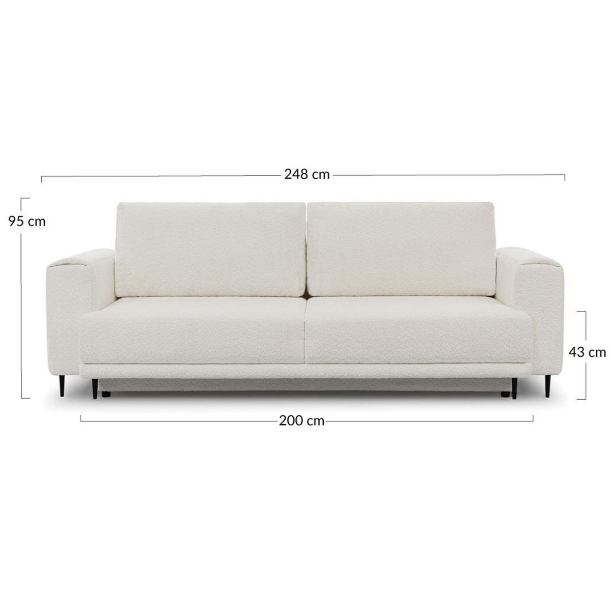 BEST MOBILIER Maddie - canapé droit 3 places convertible avec coffre en tissu bouclette