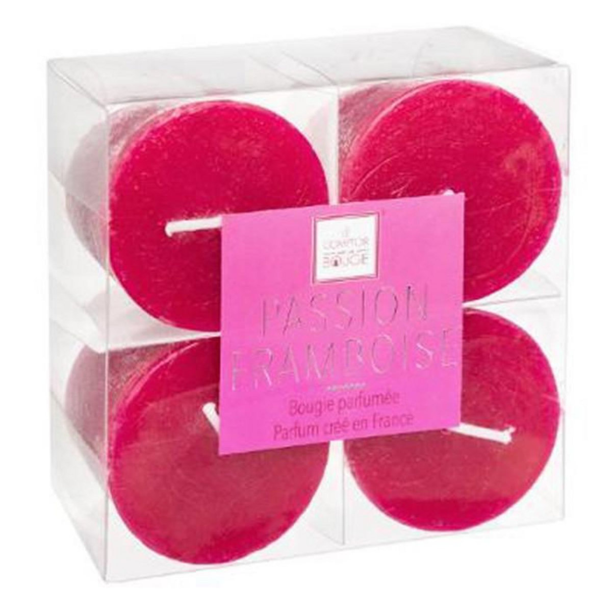 COMPTOIR DE LA BOUGIE Lot de 4 Bougies Votives Parfumées  Elea  48g Passion Framboise