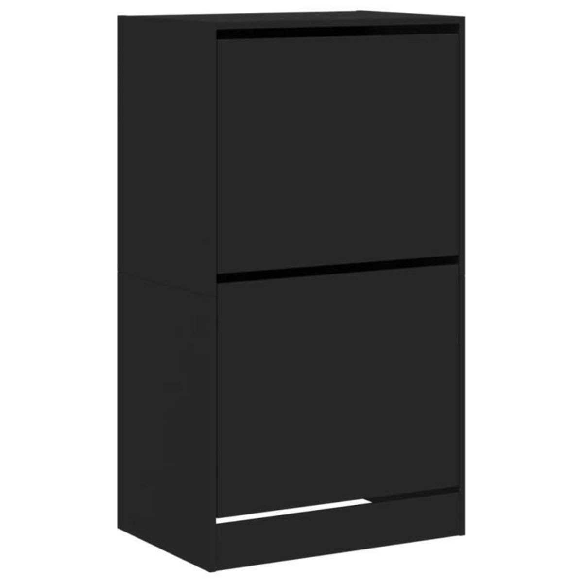 VIDAXL Armoire à chaussures 2 tiroirs rabattables noir 60x42x108 cm