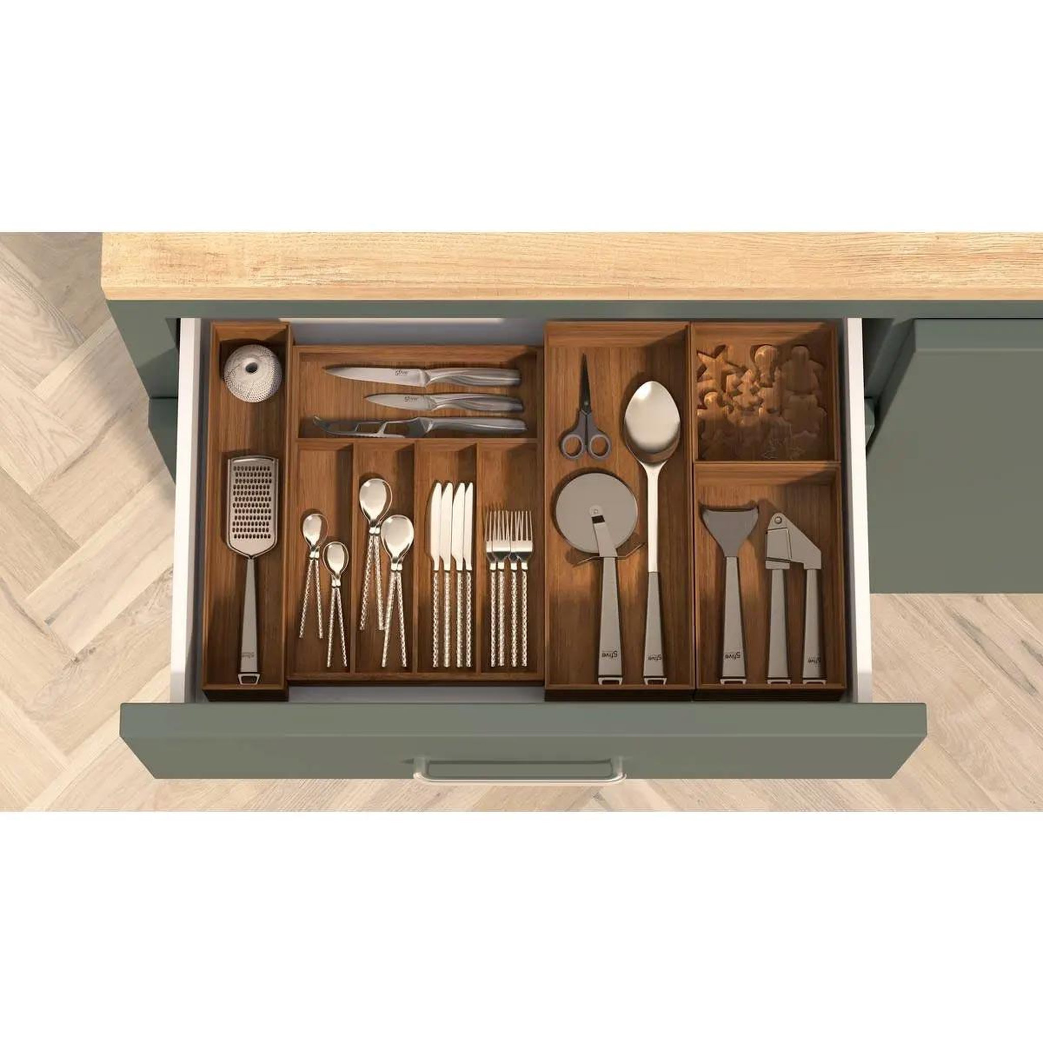 Voir la diapositive 3 : FIVE Organiseur de cuisine en bois  cary  15x23cm marron