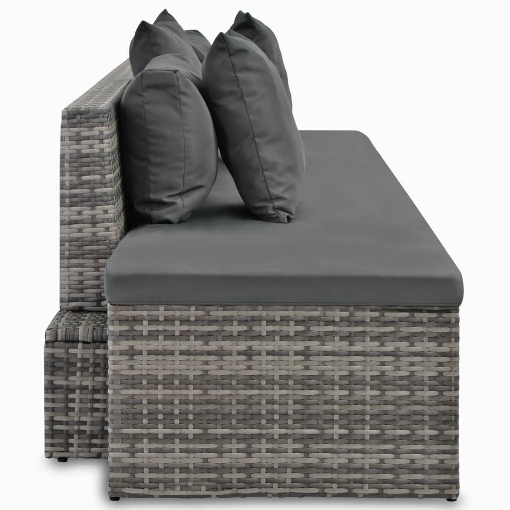 Voir la diapositive 5 : VIDAXL Salon de jardin 4 pcs avec coussins resine tressee gris