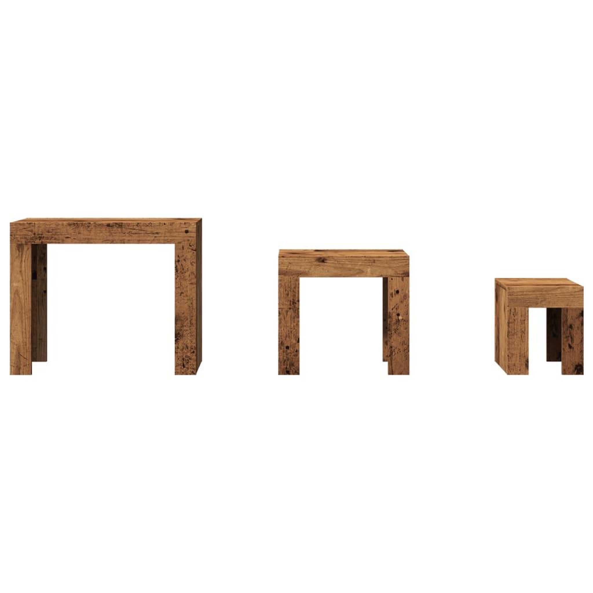 Voir la diapositive 4 : VIDAXL Tables basses gigognes 3 pcs vieux bois bois d'ingenierie