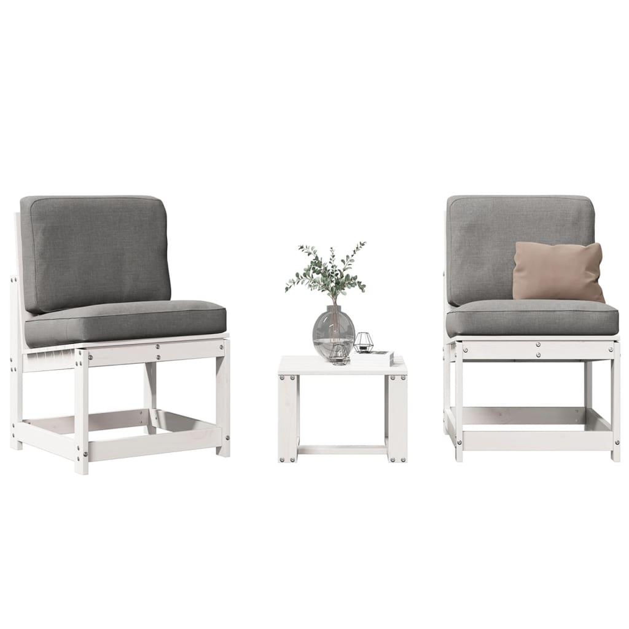 VIDAXL Salon de jardin 3 pcs blanc bois massif de pin