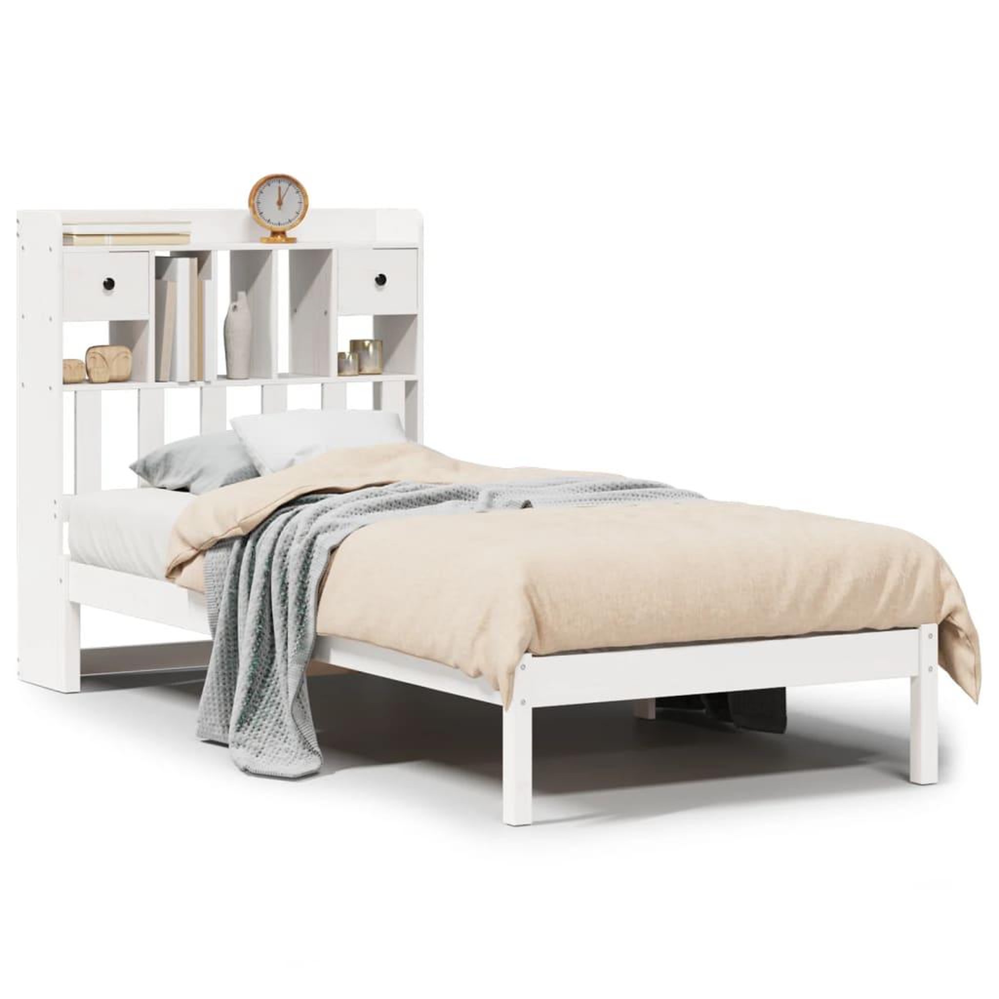 Voir la diapositive 2 : VIDAXL Lit bibliotheque sans matelas blanc 75x190cm bois de pin massif