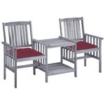 VIDAXL Chaises de jardin avec table a the et coussins Acacia solide