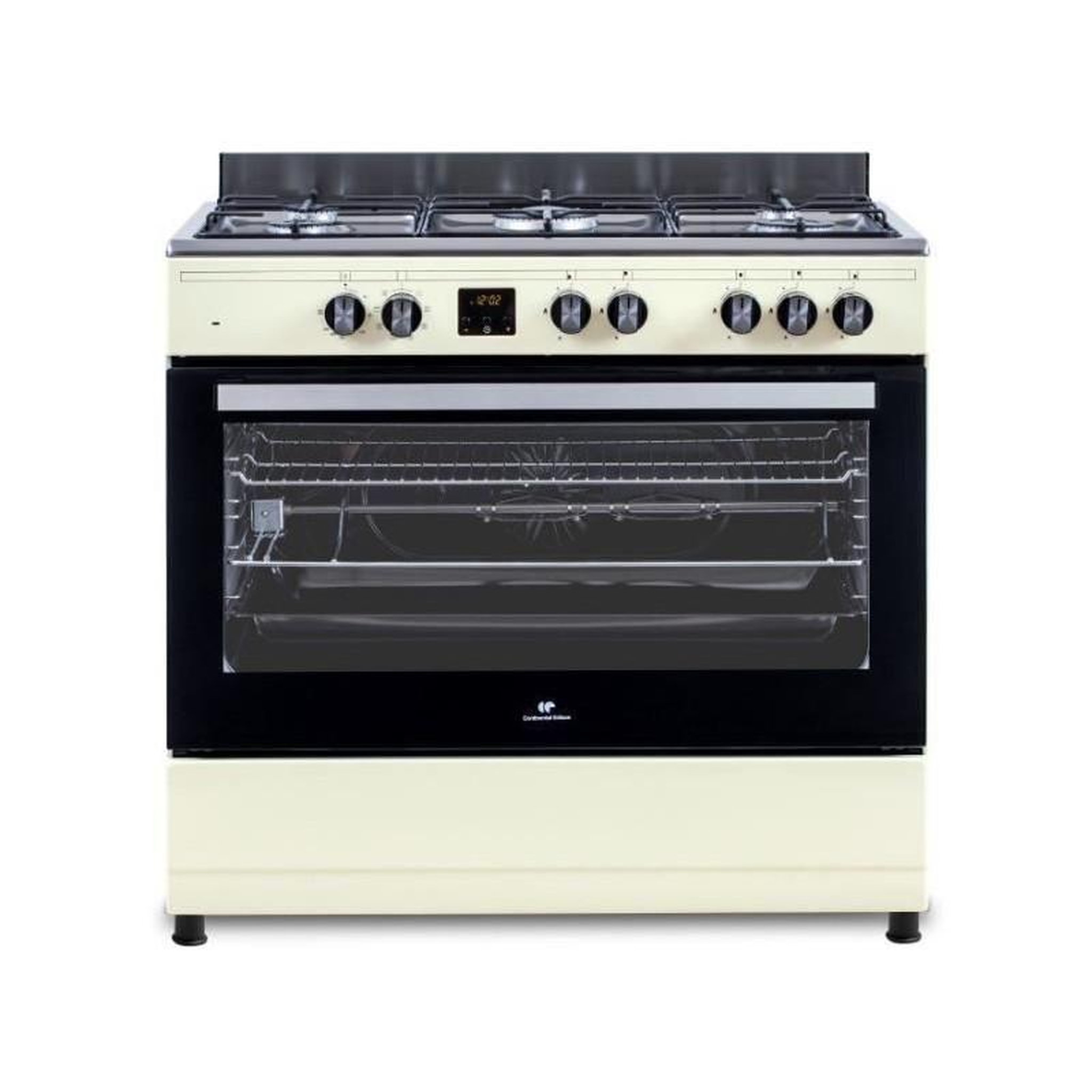 CONTINENTAL EDISON Cuisiniere piano four multifonctions catalyse - CONTINENTAL EDISON - CECP9060CD - 95 L - L90 x H85 cm - Creme / Inox