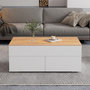Voir la diapositive 4 : MERAX Table basse relevable rectangulaire blanc+naturel - 50x100 cm panneau de particules