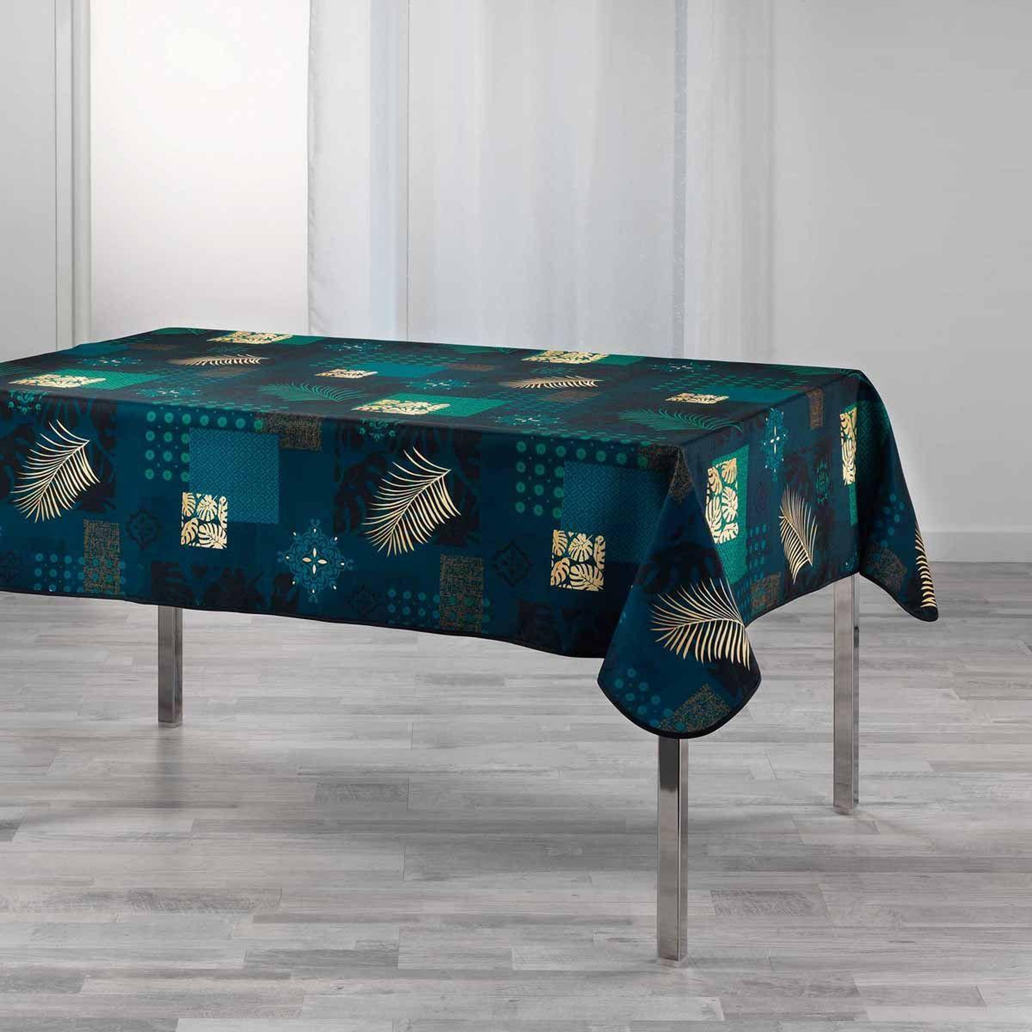 Douceur d'Intérieur Nappe imprimée  oreane  150x240cm bleu