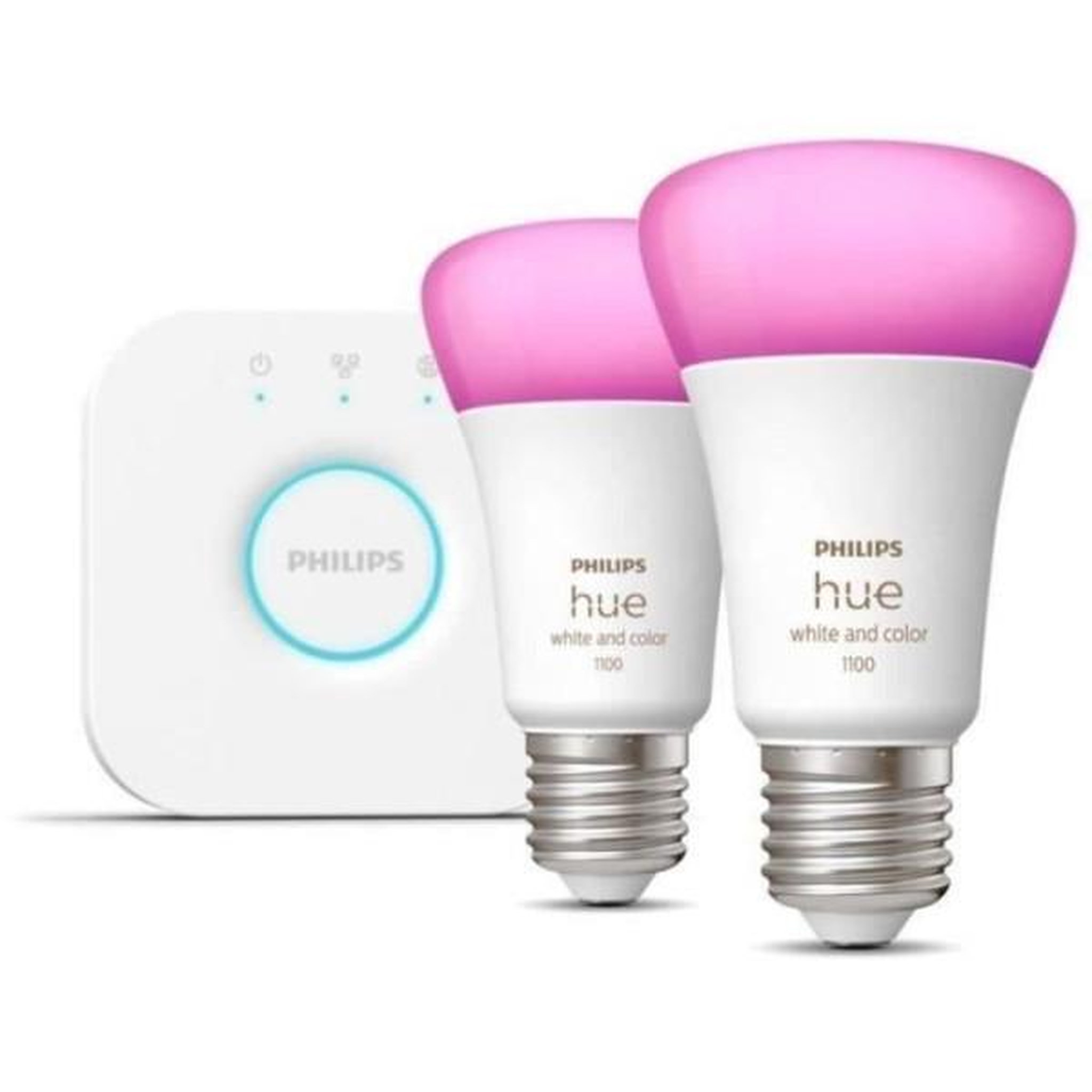 PHILIPS HUE Philips Hue White and Color Ambiance, Kit de démarrage 2 ampoules E27, 75W, Bluetooth, fonctionne avec Alexa, Google et Homekit