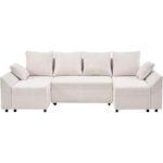 Habitat et Jardin Canapé d'angle panoramique convertible en tissu texturé  Vaugirard II  - 5 places - Beige