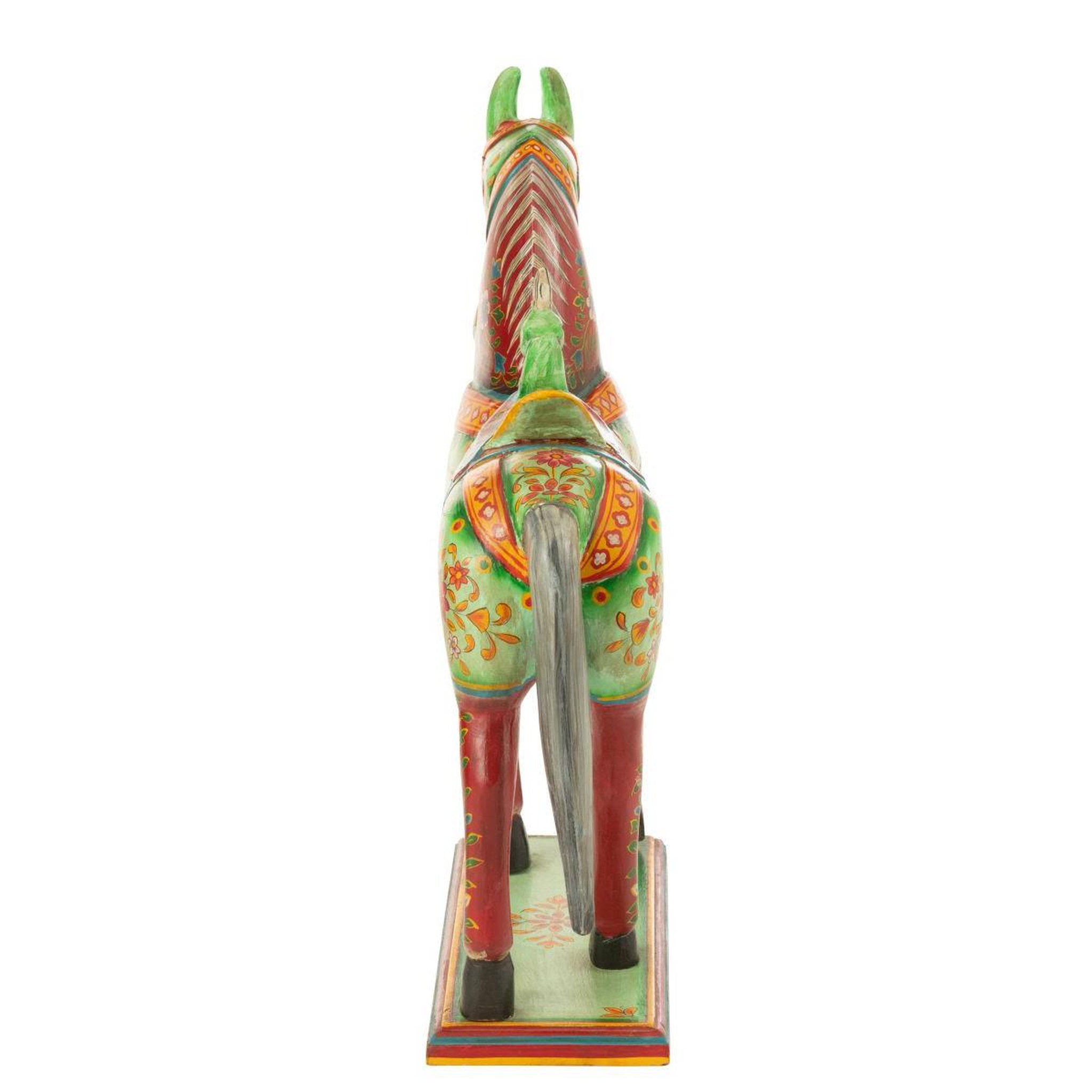 Voir la diapositive 5 : J-LINE Statue cheval en bois  mumbai  58cm multicolore