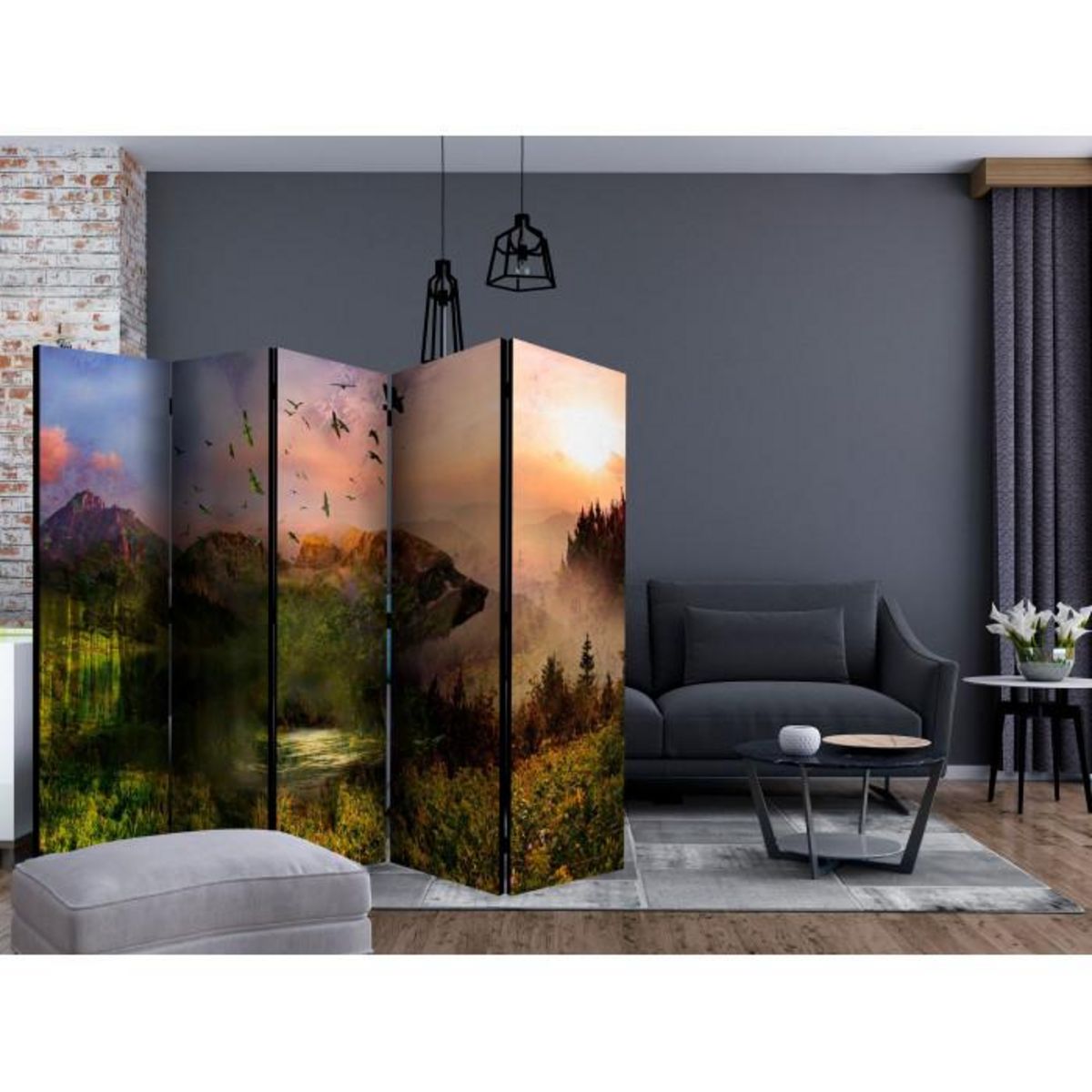 Paris Prix Paravent 5 Volets  Bear in the Mountain  172x225cm