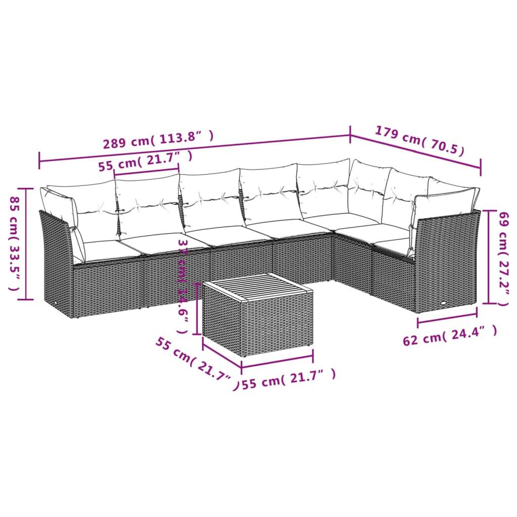 Voir la diapositive 4 : VIDAXL Salon de jardin 8 pcs avec coussins noir resine tressee