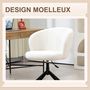 Voir la diapositive 4 : VINSETTO Chaise de bureau design - hauteur réglable, pivotante - piètement acier noir revêtement effet laine bouclée