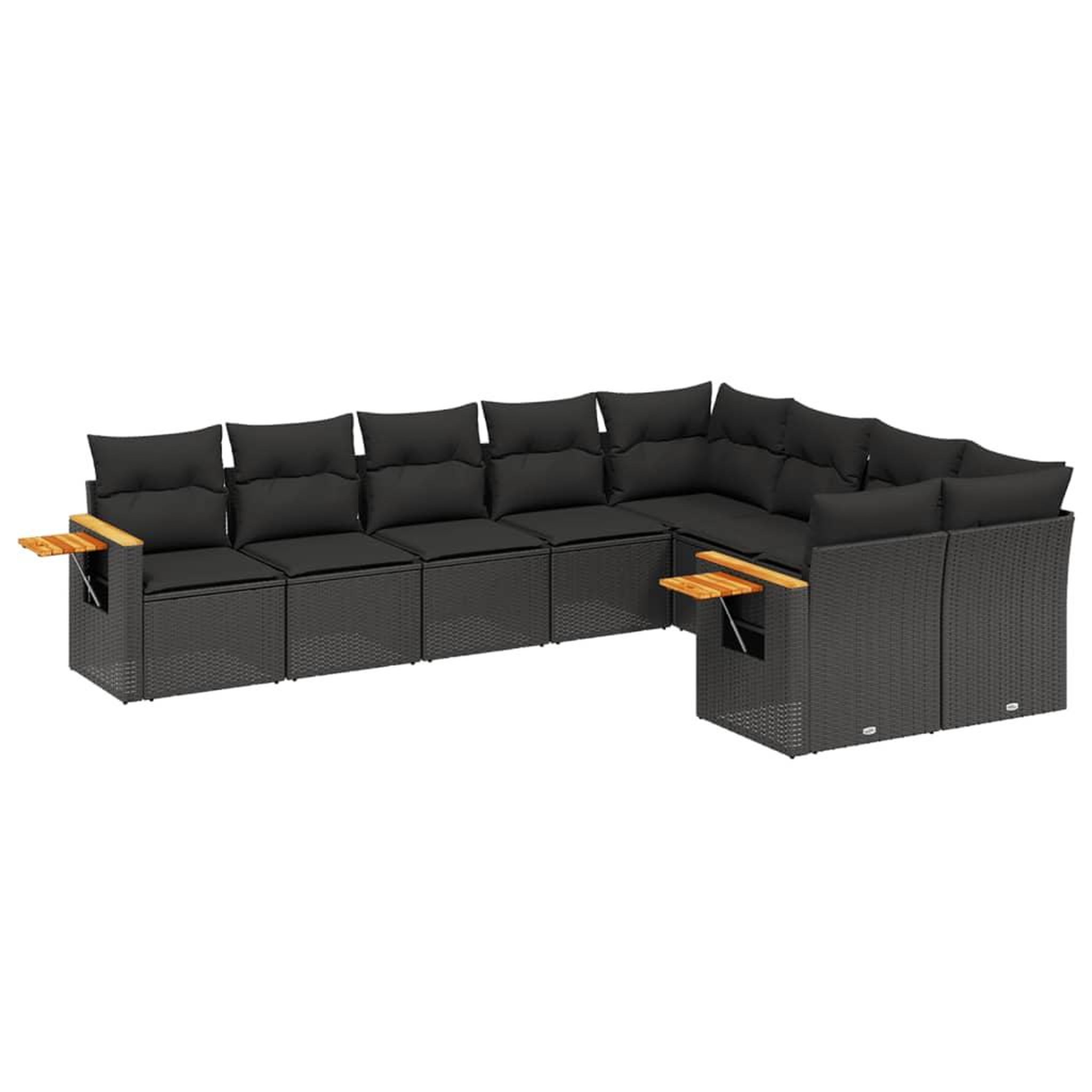 Voir la diapositive 2 : VIDAXL Salon de jardin 9 pcs avec coussins noir resine tressee