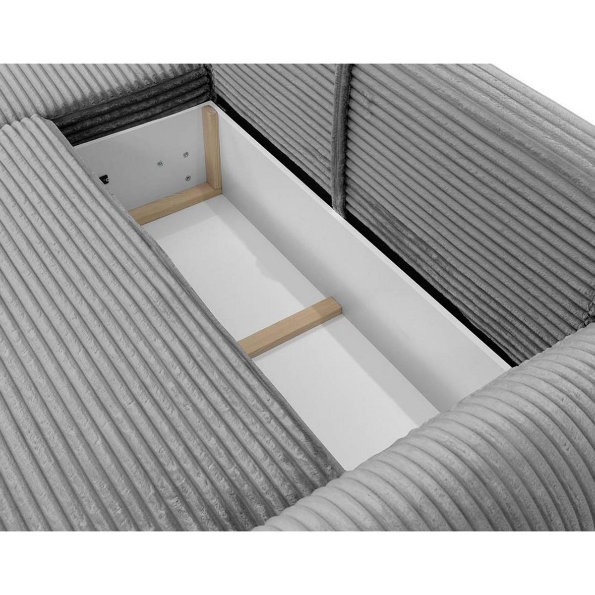 BEST MOBILIER Silvano - canapé d'angle gauche 4 places convertible avec coffre en velours côtelé grosses côtes