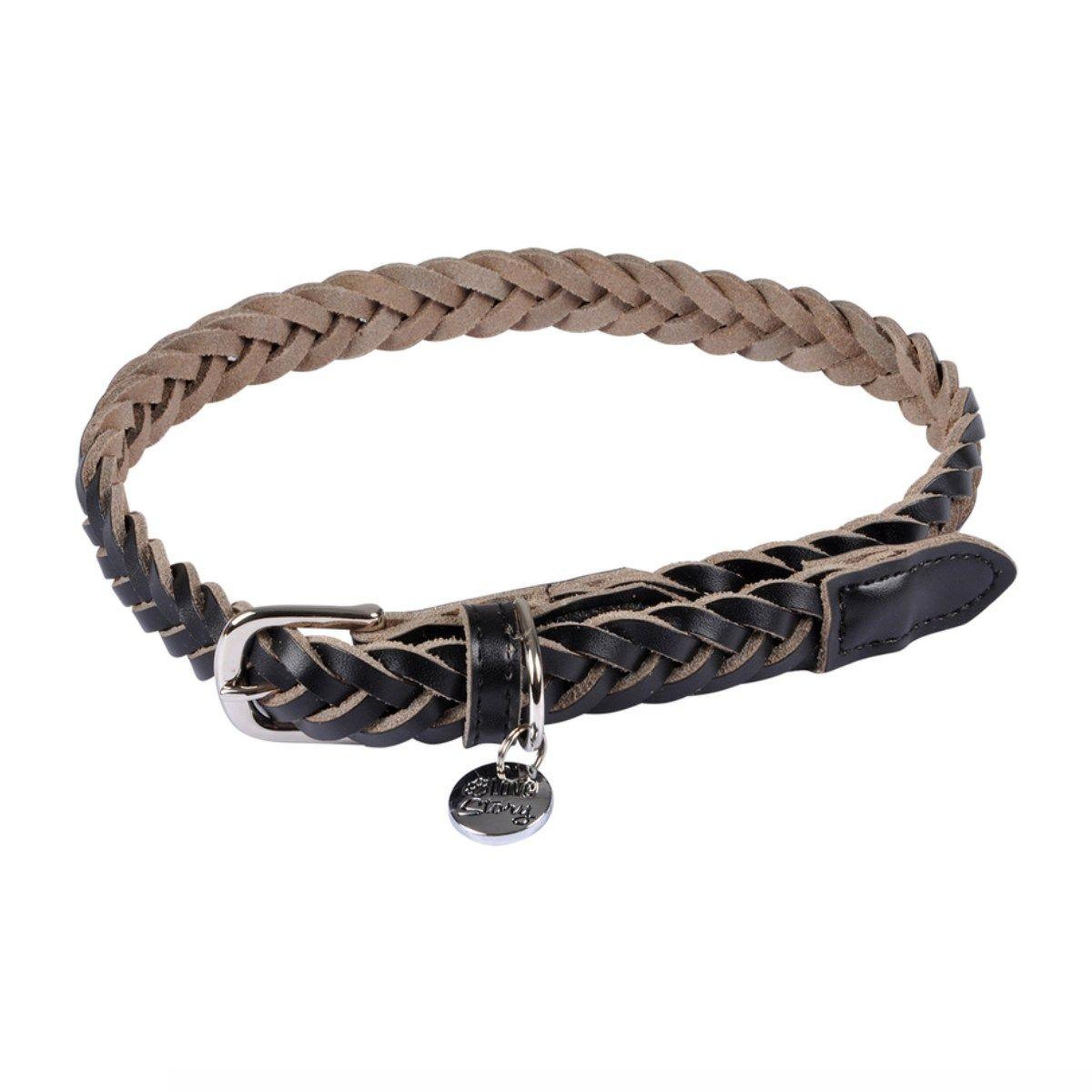 Voir la diapositive 1 : LOVE STORY Collier pour chien réglable  tressé  45-65cm noir