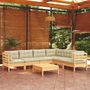 Voir la diapositive 1 : VIDAXL Salon de jardin 7 pcs avec coussins creme bois de pin massif