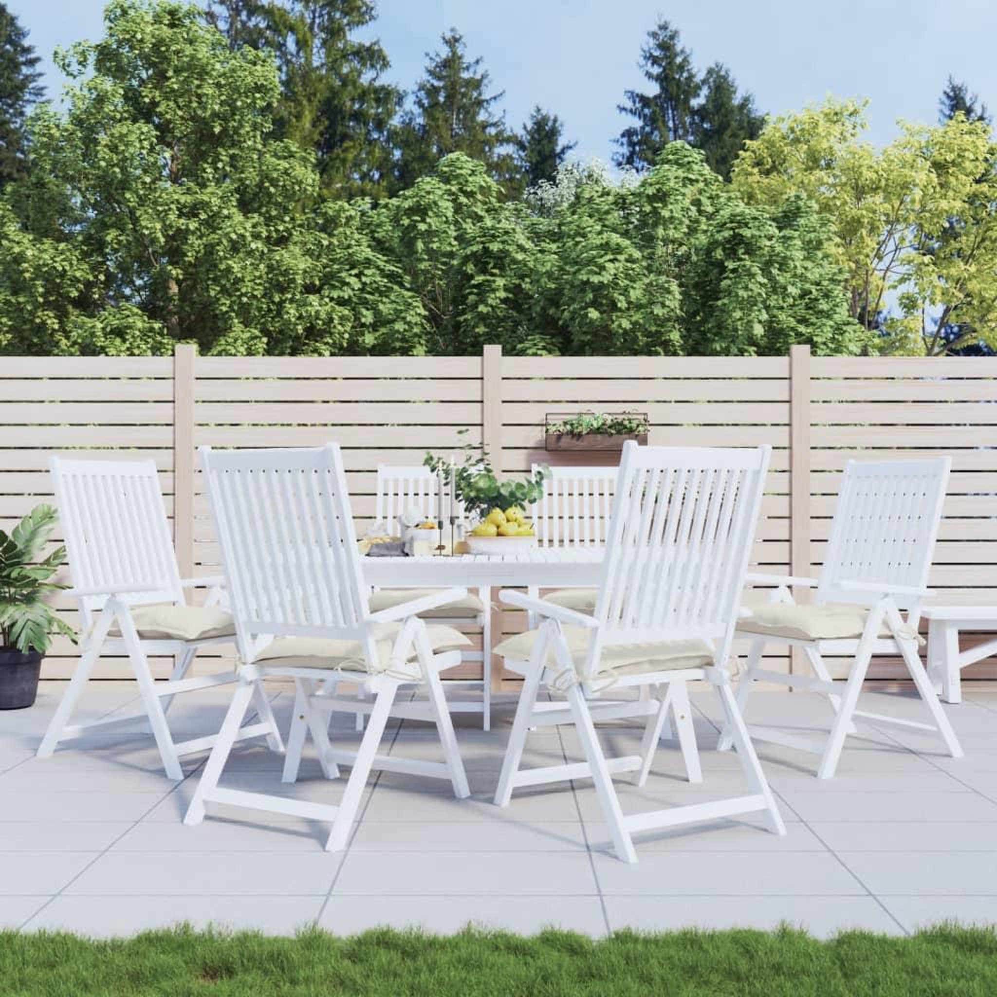 VIDAXL Coussins de chaise lot de 6 blanc creme 40x40x7 cm tissu oxford