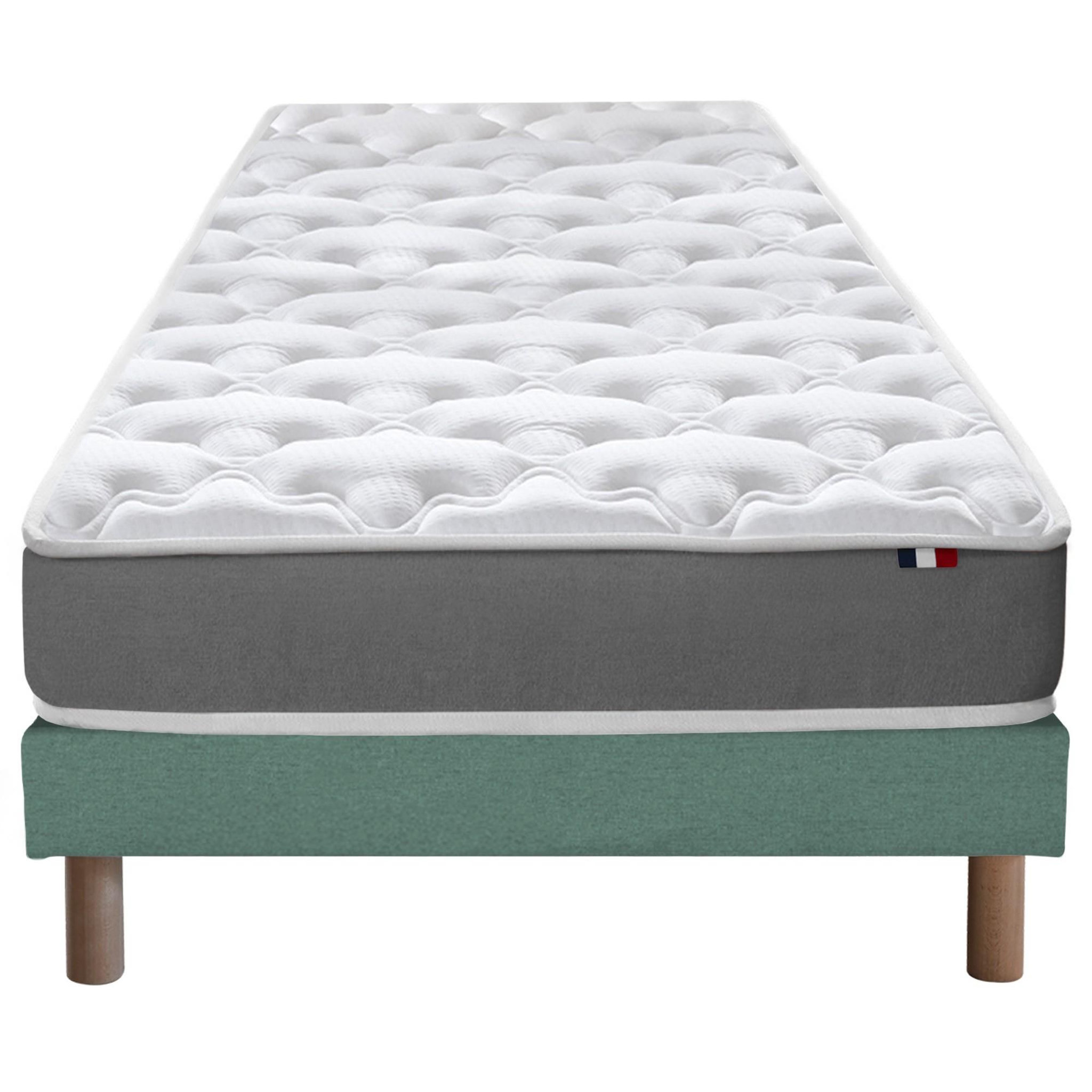 Voir la diapositive 2 : IDLITERIE Ensemble matelas mousse réversible STRATUS et sommier - confort français