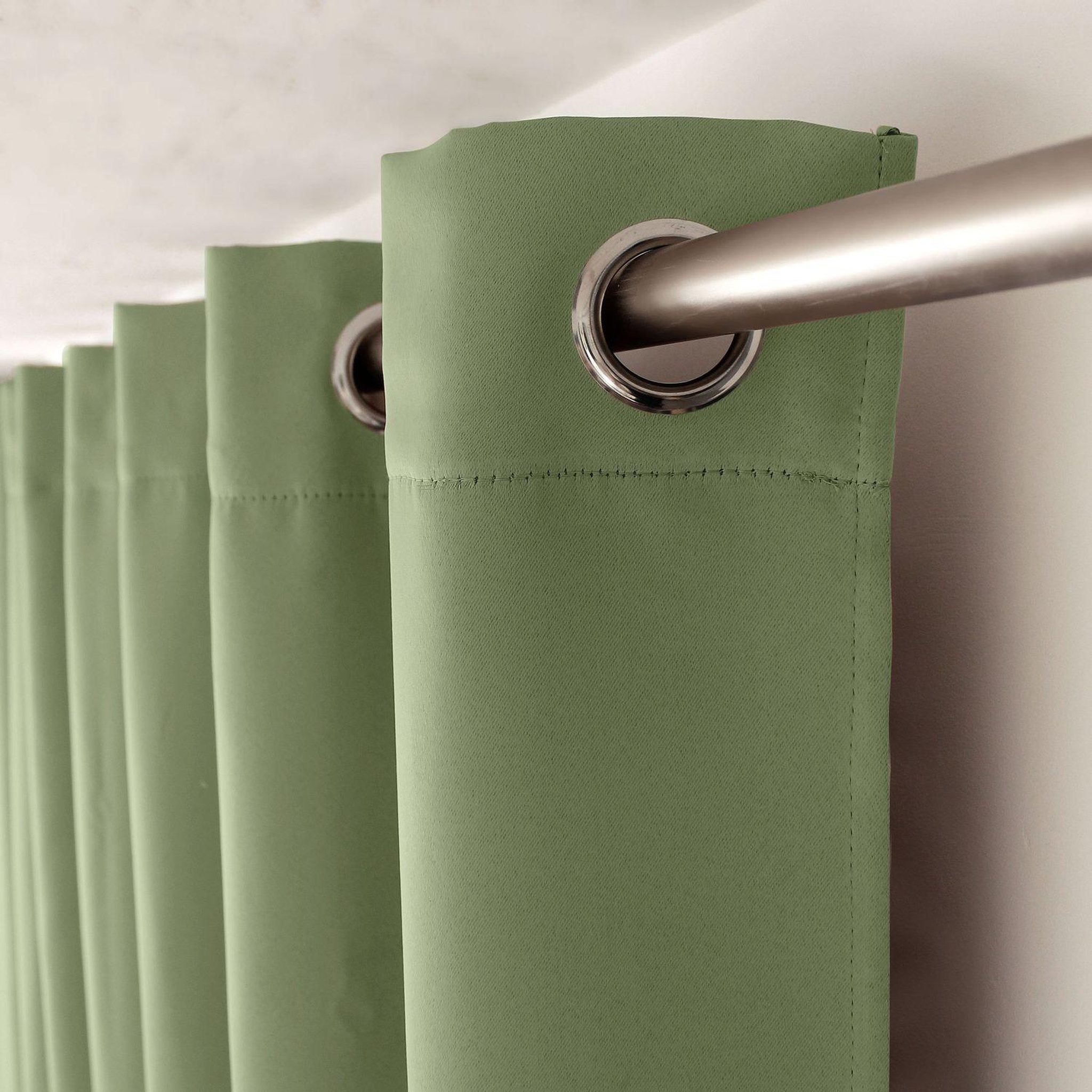 Voir la diapositive 3 : TOILINUX Rideau occultant basic à 8 œillets - 140 x 240 cm - vert argile