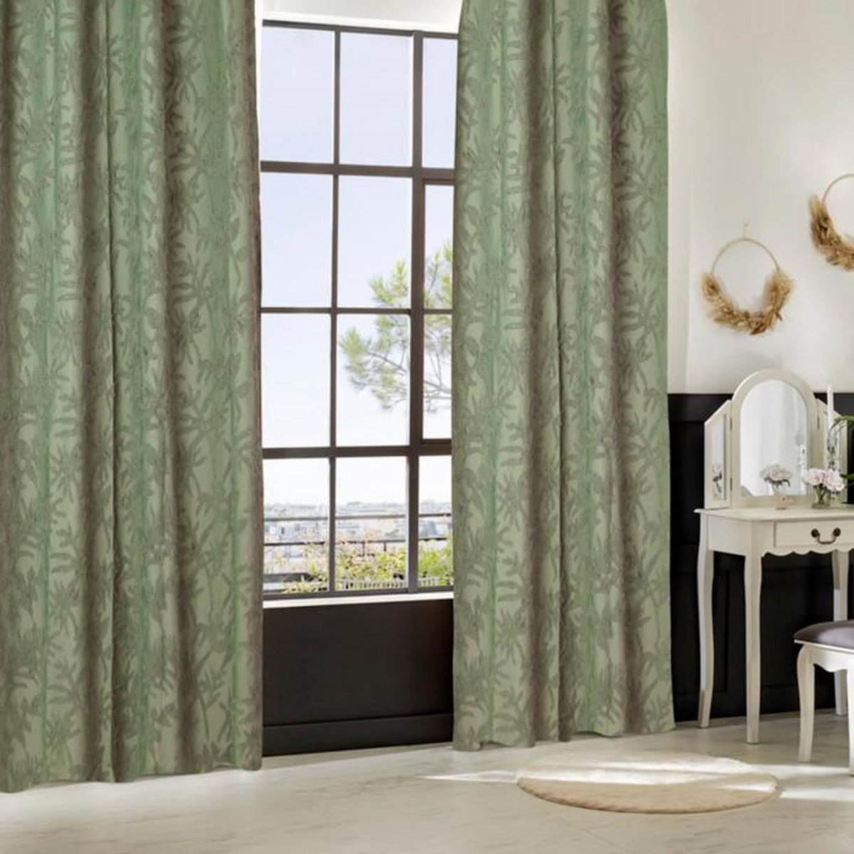 ATMOSPHERA Rideau à Œillets Tufté  Willow  135x260cm Vert Céladon