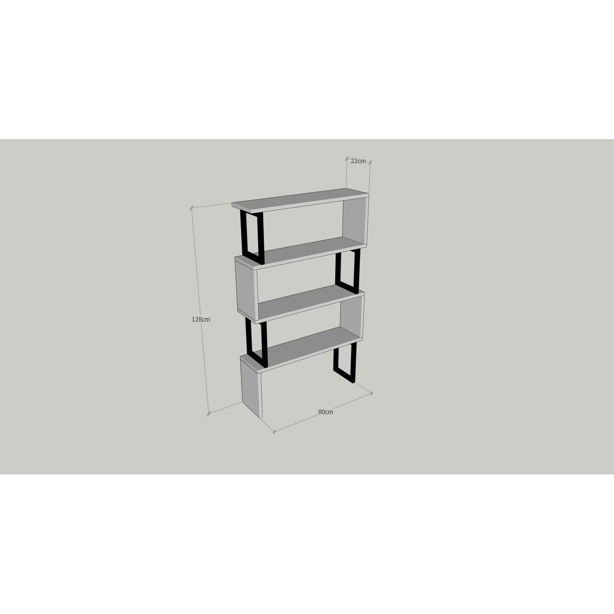 Voir la diapositive 4 : TOILINUX Etagère bibliothèque design industriel Ceylan - L. 80 x H. 128 cm - Noir
