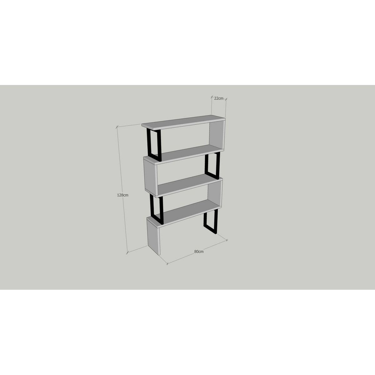 TOILINUX Etagère bibliothèque design industriel Ceylan - L. 80 x H. 128 cm - Noir