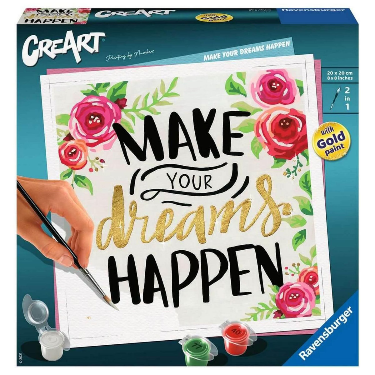 RAVENSBURGER CreArt Peinture au numéro : Carré - Make your dreams happen