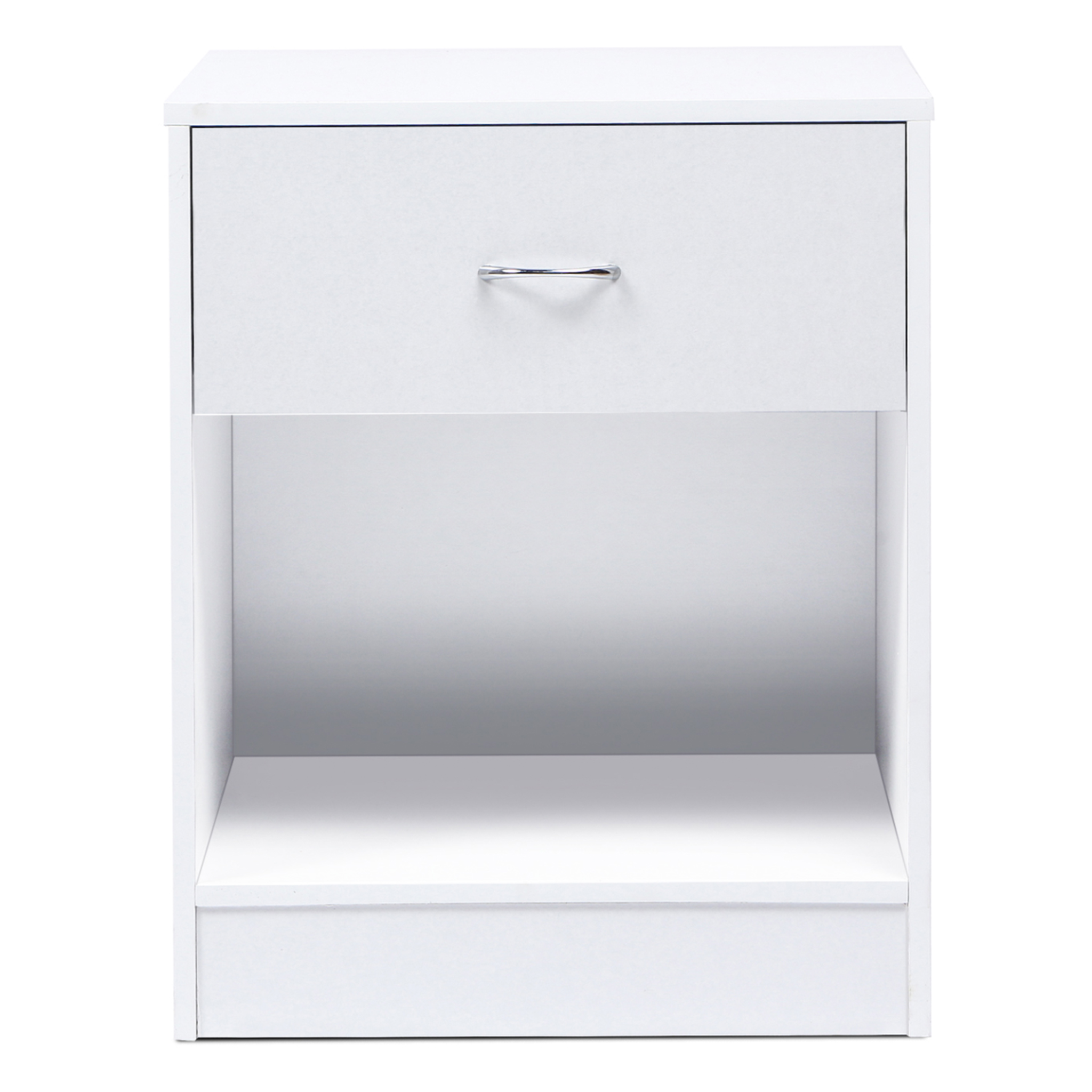 Voir la diapositive 3 : ID MARKET Lot de 2 tables de chevet olga 1 tiroir avec niche bois blanc