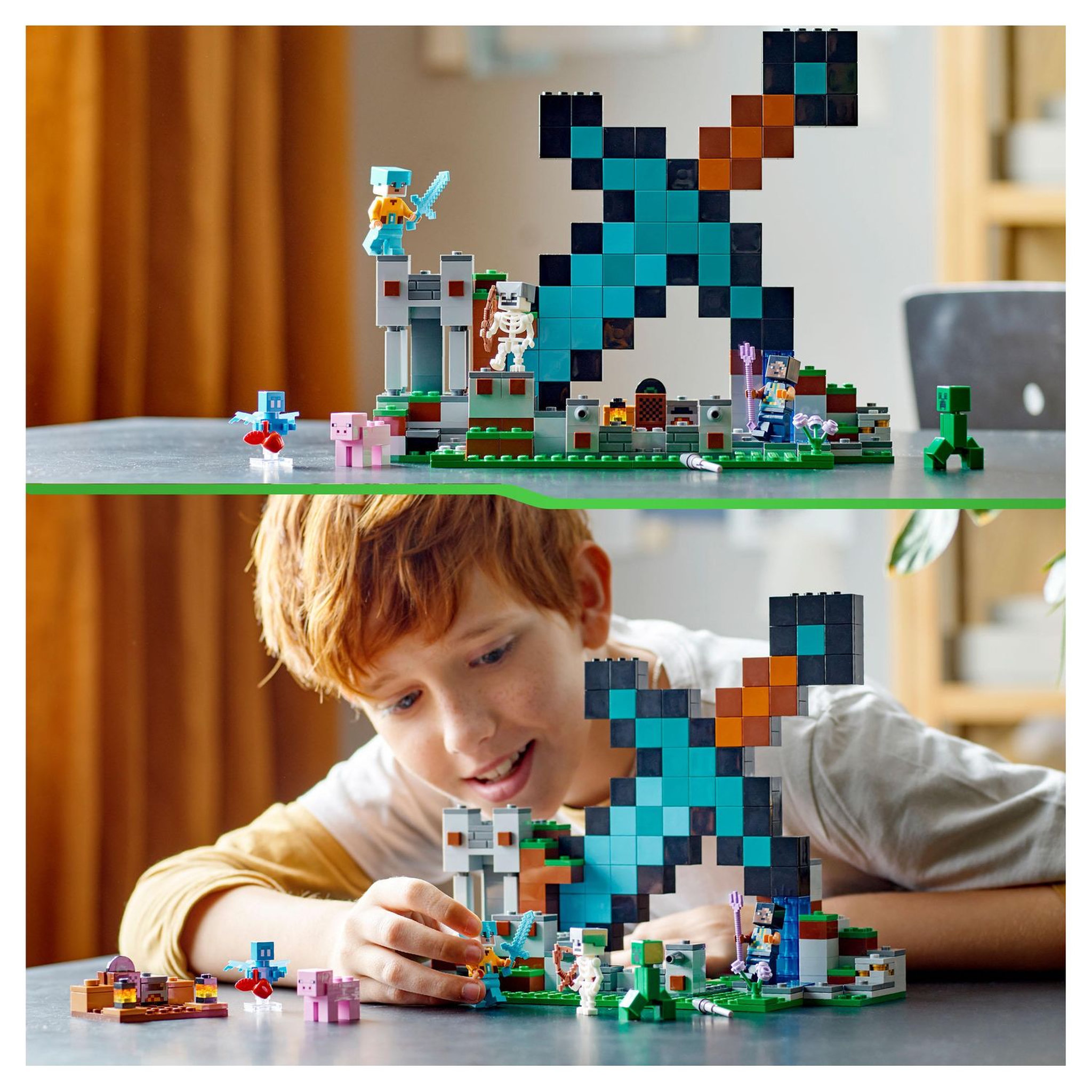 Voir la diapositive 7 : LEGO Minecraft 21244 L'avant poste de l'épée, Jouet de Construction, avec Figurines Creeper, Guerrier Gardien et Squelette,