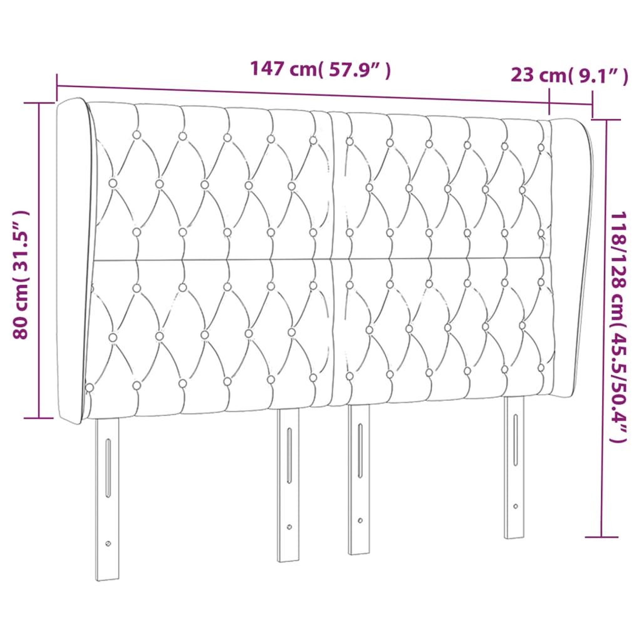 Voir la diapositive 6 : VIDAXL Tete de lit avec oreilles bleu 147x23x118/128 cm tissu