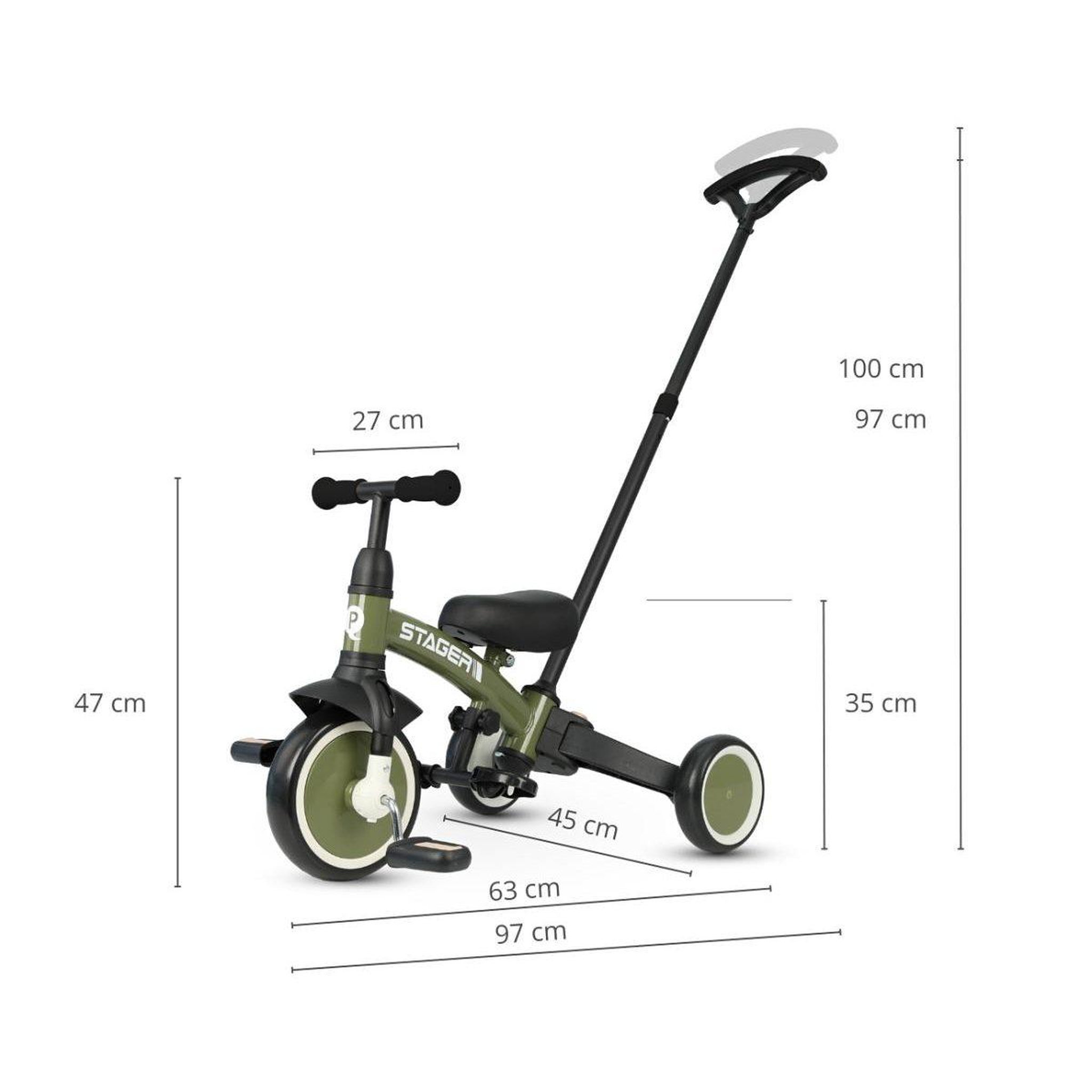 Voir la diapositive 3 : QPLAY Tricycle  stager 3-en-1 vert